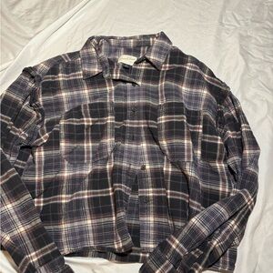Universal Thread Gray and Brown Plaid Shirt